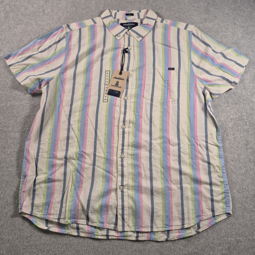 Chubbies Shirt Mens XL Striped The Soft Serve Resort Weave Friday Button Down - Picture 2 of 7